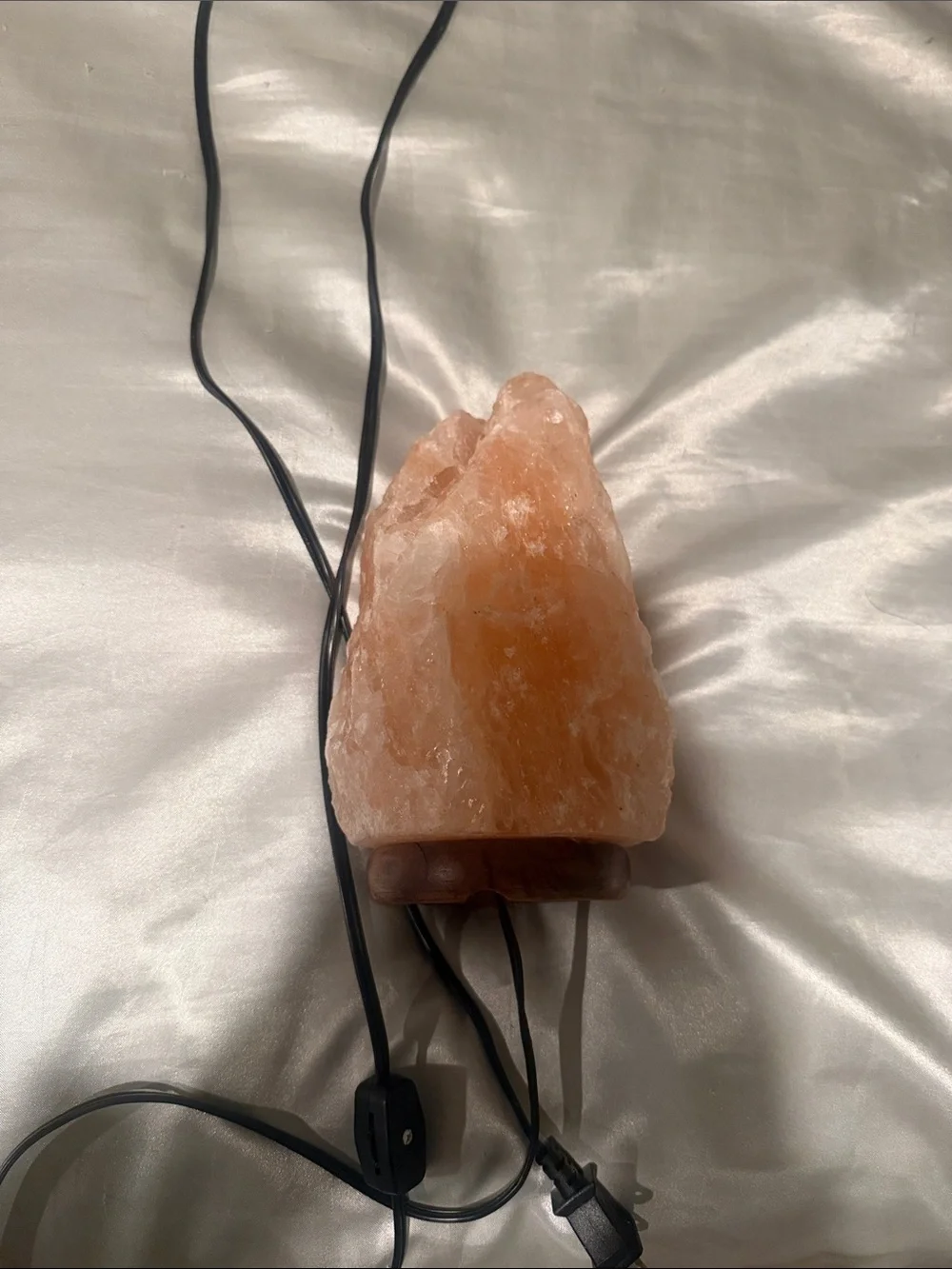 Himalayan Salt Rock Lamp with Wooden Base - Pink-Orange Glow
